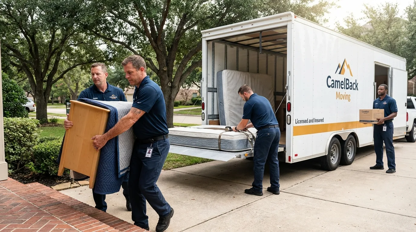 Crew loading residential truck for cross-state move from Amesbury, MA